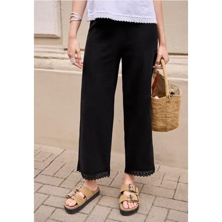 Wide Legs broek met gehaakt detail