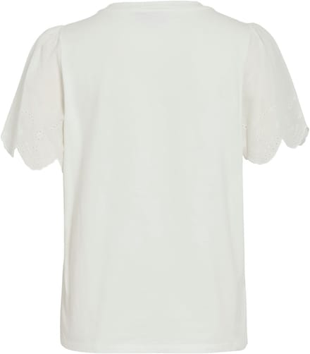 VILA - VICELIANA O-NECK EMB S/S TOP - Dames - Blouses