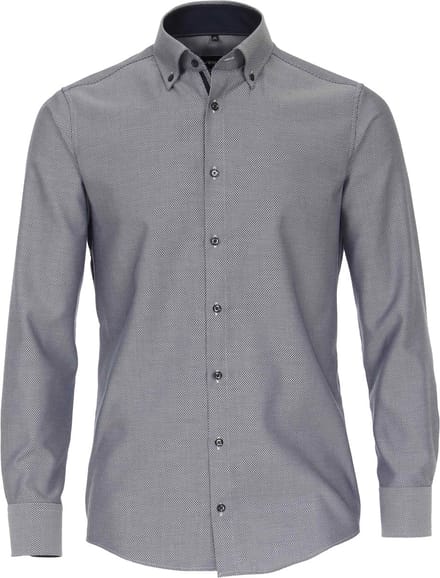 VENTI modern fit overhemd - dobby - blauw - Strijkvriendelijk - Boordmaat: 41