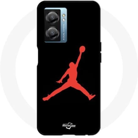 Coque - Maniacase - Realme V23 - Jordan logo 23 - Rouge - Souple noir