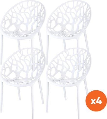 Set van 4 - Siesta Crystal stapelbare tuinstoelen - Wit