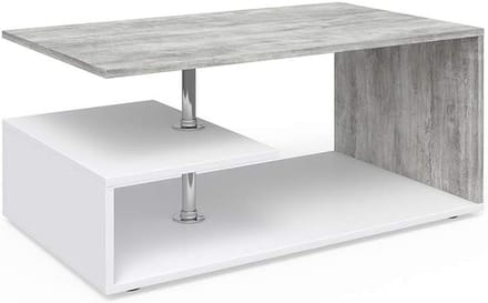 Moderne Salontafel Wit/Betonlook - Compact Rechthoekig Woonkamertafel