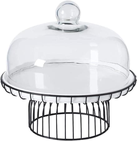 Taartplateau met deksel - Dessert display - Feestelijke presentatie - Keramisch dienblad - 29 cm - Wit