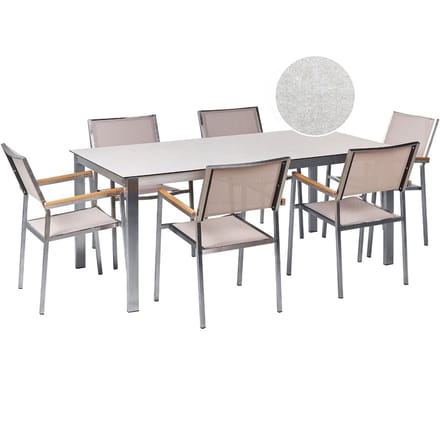 COSOLETO/GROSSETO - Tuinset 6 persoons - Wit - Graniet/Glas