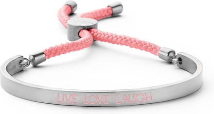 Key Moments 8KM-BC0025 Open Bangle 5mm Live Love Laugh - Cadeau voor haar - licht roze