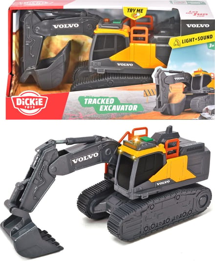 Dickie Toys Volvo - Graafmachine - Constructie - 23 cm - Licht & Geluid - Speelgoedvoertuig
