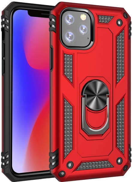 Ntech hoesje Geschikt voor iPhone 11 Pro Armor Ringhouder TPU - Rood