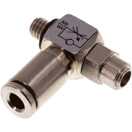 L-stuk Regelventiel 4 mm - M5 Regeling-in Messing Sleufschroef Banjo
