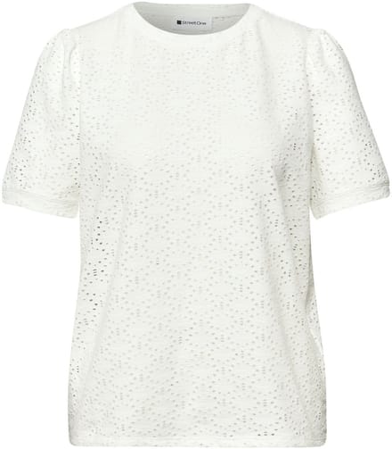 Shirt met korte mouwen en ronde hals in kant