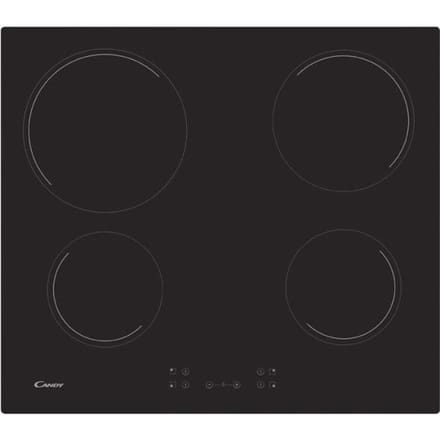 Plaque de cuisson vitrocéramique CANDY CH64CCB - 4 foyers - L 56 x P 49 cm - Revetement verre noir