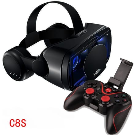 Lunettes intelligentes 3D VR, casque de réalité virtuelle, Smartphone, Vision plein écran, objectif grand Angle avec contrôleur, casque 7 pouces C8S noir