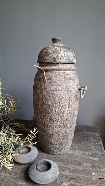 houten pot met deksel landelijk 1