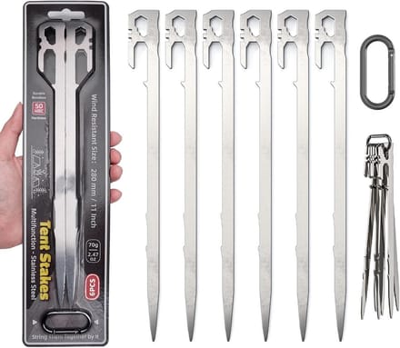 6x Zware RVS Tentharingen 28cm - Multifunctionele Grondstaken voor Camping en Tuin