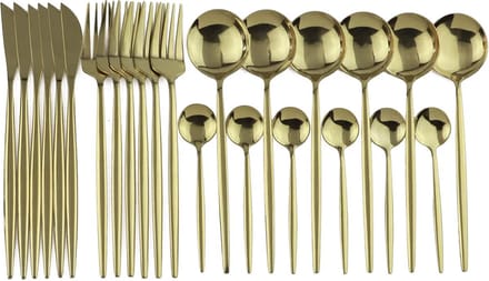 Betaalbare Goederen® Bestekset - 24-delig - Champagne - Besteksets - Bestekset 12 Persoons - Vorken - Messen - Lepels