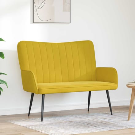 vidaXL - 2-Zits - Sofa - Geel - 115 - x - 61 - x - 87 - cm - fluweel