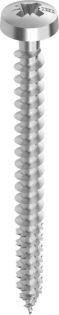 HECO TOPIX-Plus spaanplaatschroef 5x25mm - cilinderkop - RVS - voldraad - PZD 2 - 61729 (Per 200 stuks)