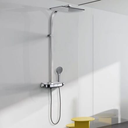 Kronenbach shower system with SmartPush thermostat and glass shelf 34 x 22 cm 38393000KB