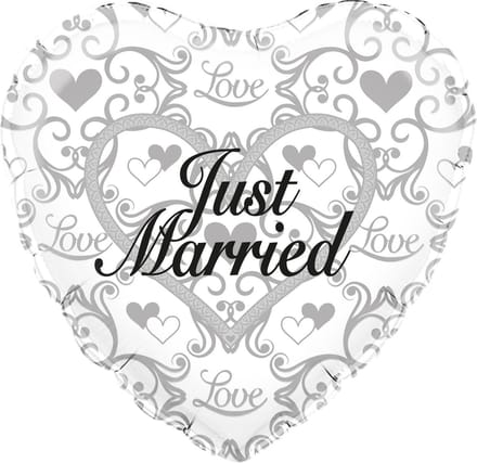 Folieballon - Huwelijk - Just married - 45.7cm- Zonder vulling