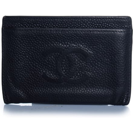 Chanel, zwarte gepolijste leren kaart houder