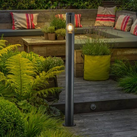 Lindby tuinpadverlichting Statius, antraciet/helder, ijzer, 100 cm
