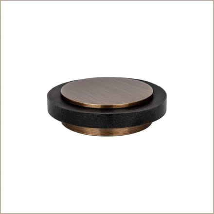 Deurstopper zelfklevend | Ø35 x 12 mm | Messing afwerking antiek leer - zwart rubber | sterke hechting | 100% functioneel | Mod. 04020335X12CU