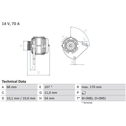 Driefasige generator BOSCH 0 986 080 560