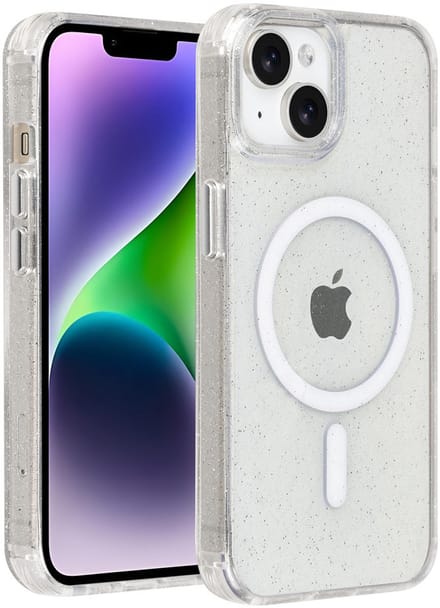 TUNIQ telefoonhoesje voor Apple iPhone 14 - MagSafe met glitter - Transparant