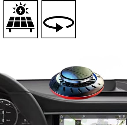 SolarSpin Auto Luchtverfrisser – Zonne-energie Diffuser met Rotatie – Navulbaar met Eigen Parfum – Auto Geurverspreider – Dashboard Gadget – Zonder Batterij/USB