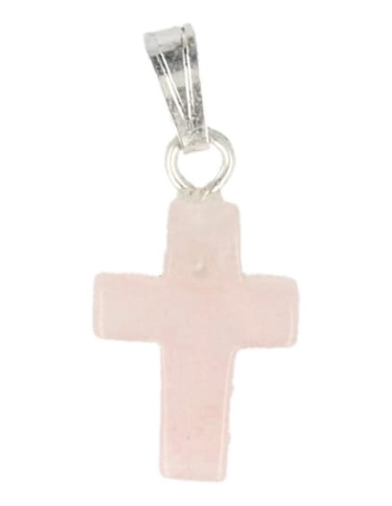 Roze kwarts kruis hanger 14 mm