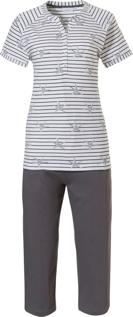Pastunette - Shells - Dames Pyjamaset - Wit/Grijs - Maat 38