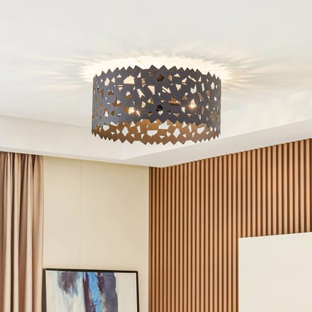 Lucande - plafondlamp - 3lichts - IJzer - H: 21.6 cm - E27 - zwart