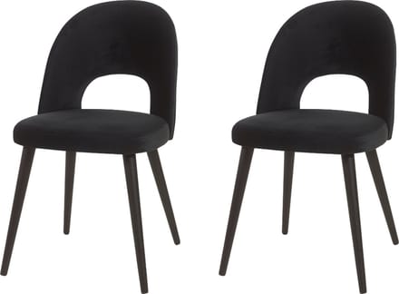 WAYS. – Matstoffen eetkamerstoelen – Zwart – Elegant design - Houten poten – 2 stuks