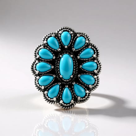 Cavill - 925 Sterling Zilveren Ring - 2,7 ct Sleeping Beauty Turkoois Ovaal & Druppel - Boho Vintage Elegante Statement Ring Dames