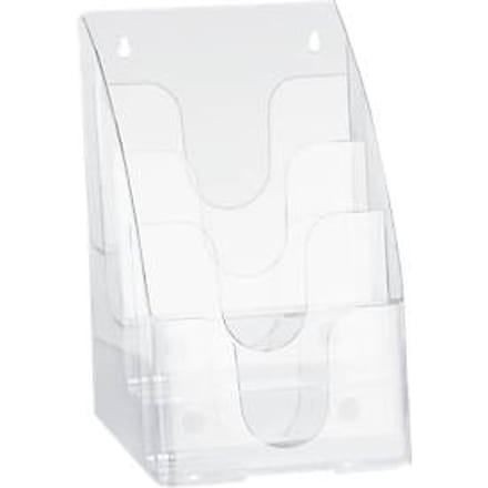 Folderhouder - kunstof - B 95 x D 100 x H 252 mm - 4 vakken voor A5 formaat - glashelder