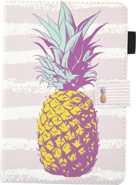 Peachy Ananas pineapple flipcase leder klaphoes geschikt voor iPad mini 1 2 3 4 5 - Lichtroze Wit