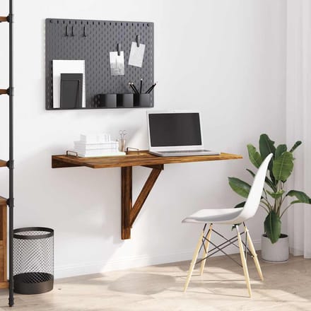 Wandmontage Klaptafel Gerookt Eiken Afwerking 100x60x56 cm Bewerkt Hout