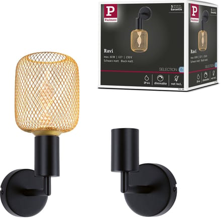 LED-plafondlamp Jaron IP44 E27 230V max. 60W dimbaar Zwart mat