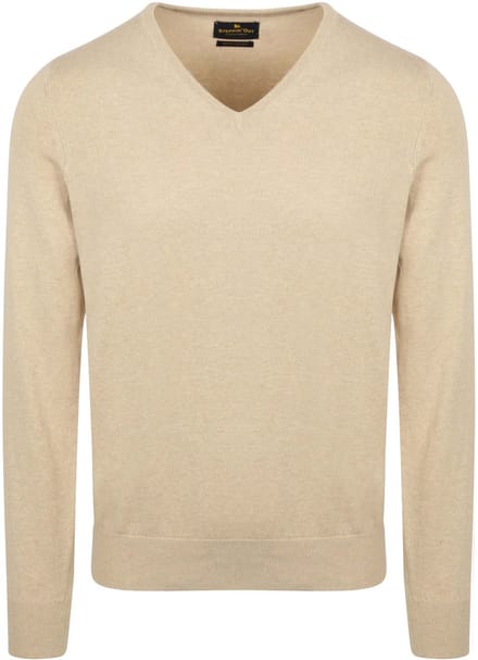Steppin' Out Trui Cashmere V-hals Ecru - Maat S - Heren - Pullovers