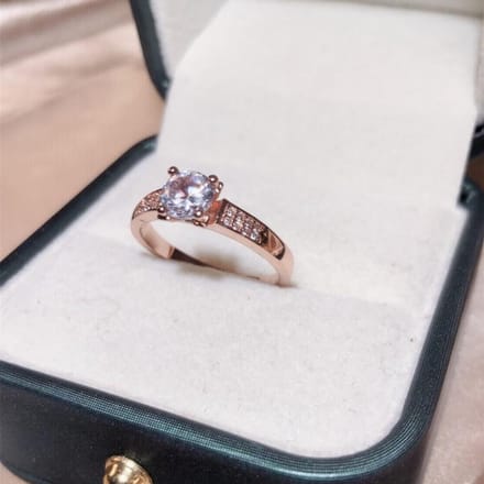 Rose Goud Ring Hoge Koolstof Simulatie Diamant Ring Mode Mode Dames Paar Ring No. 10 beige
