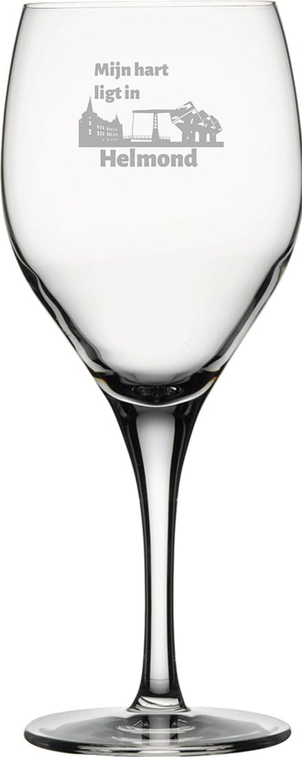 Gegraveerde witte wijnglas 34cl Helmond