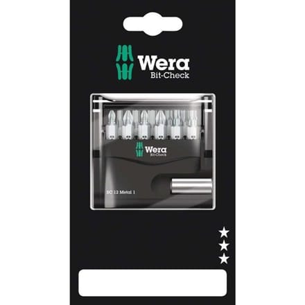 Wera Bit-Check 12 Metal 1 SB 05136393001 Bitset 12-delig 1/4 (6,3 mm) Incl. bithouder