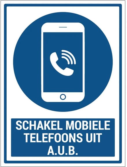 Schakel mobiele telefoons uit aub sticker met tekst | 40 x 30 cm
