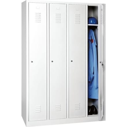 Kledinglocker - stalen - B 1170 x H 1800 mm - 4 deuren - draaislot- lichtgrijs