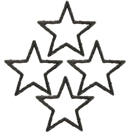 Strooidecoratie kerststerren zwart glitter Ø4cm 120 st, 120 Stück