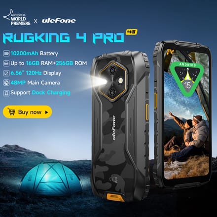 Ulefone Smartphone Rugking 4 Pro (8+256): Robuuste Oranje Android Telefoon Met 10200 mAh Batterij, NFC & 4G Dual SIM