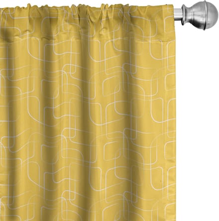 ABAKUHAUS Abstracte Squircles – Gordijnen – 2x75x225 cm – mosterdgeel/wit