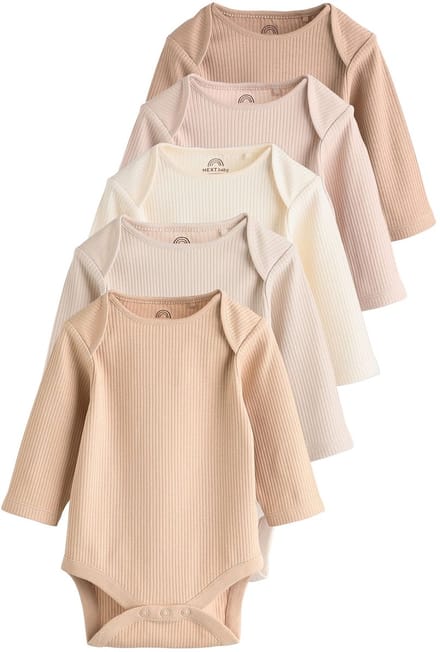 Next - Pasgeboren unisex - Set van 5 rompers met lange mouwen - Crème