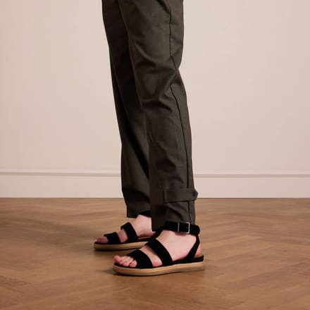 No Stress - Dames - Zwarte suède plateau sandalen - Maat 39