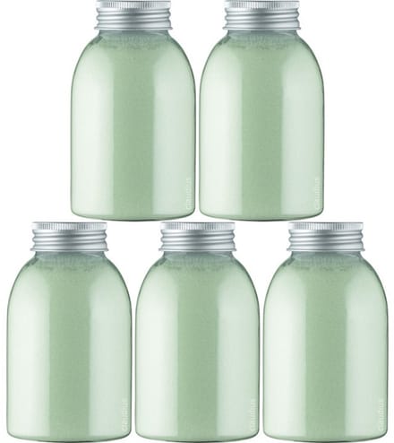 Scrubzout Eucalyptus - 300 gram - fles met aluminium dop - Hydraterende Lichaamsscrub - set van 5 stuks