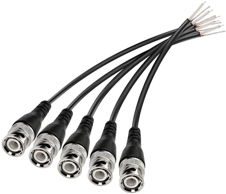 BNC Kabel - Video Adapter - Beveiligingscamera Aansluiten - Zonder Lassen - 5 Stuks - Zwart